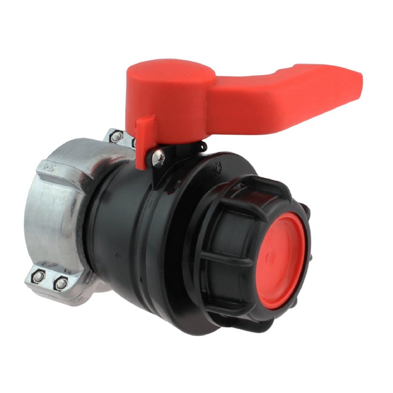IBC S75 x 6 -> S60 x 6 Kugel Hahn rot Auslass Fass Ventil Container Tank Zubehör EPDM-Dichtung