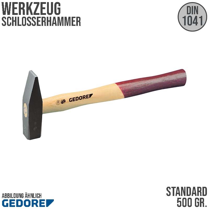 500 g Standard Schlosser Hammer Esche Stiel Stahl geschmiedet GEDORE DIN 1041
