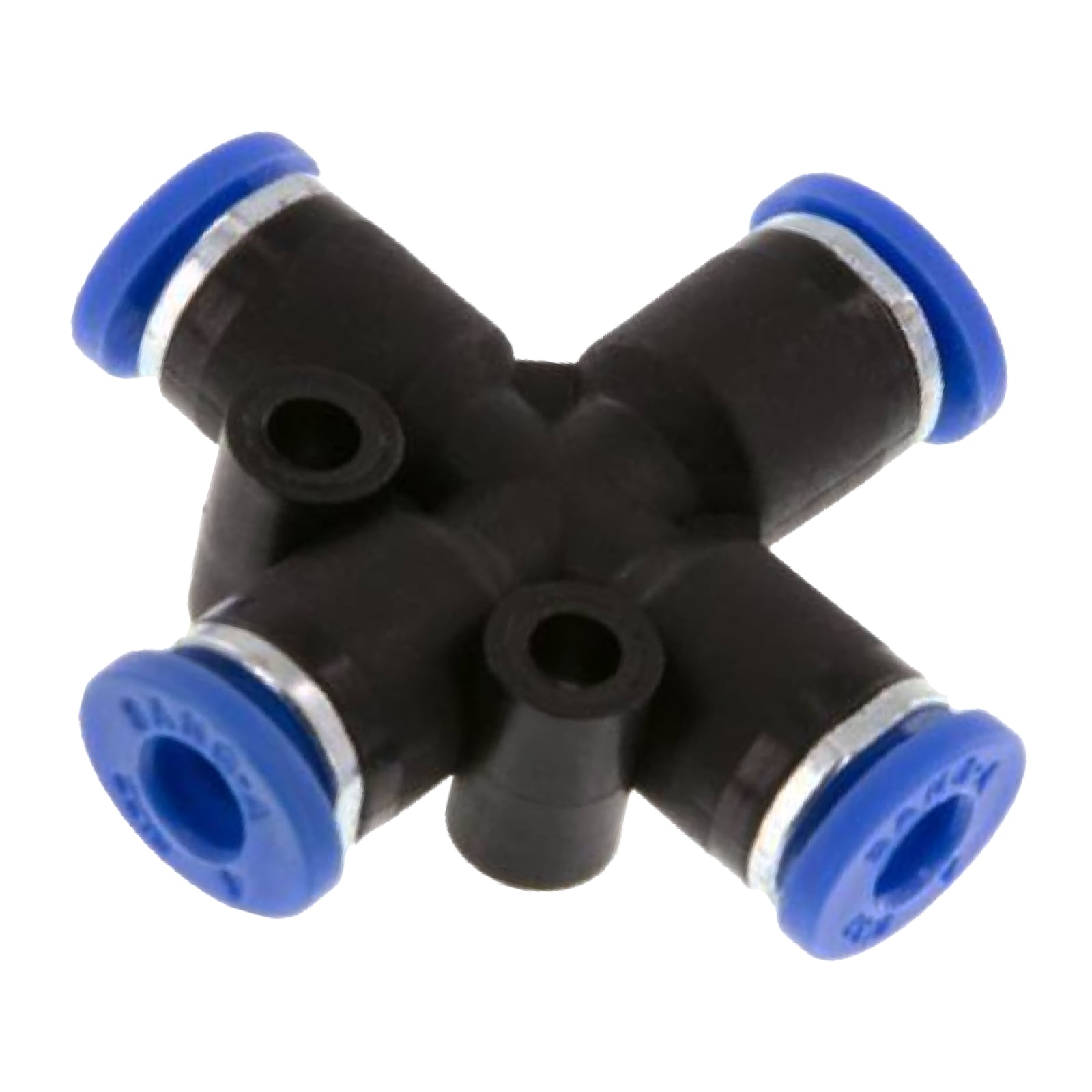 12 mm Pneumatik Schnell Steck Verbinder IQS Kreuz blau/schwarz PA PU Schlauch - PN 20 bar
