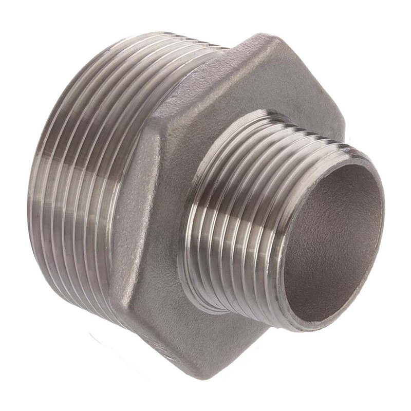1/2" Edelstahl Fitting V4A AISI 316 Nr. 245 - Reduktionsnippel Außen x Außengewinde AG - 1/2 "x 1/8" - PN 16 bar
