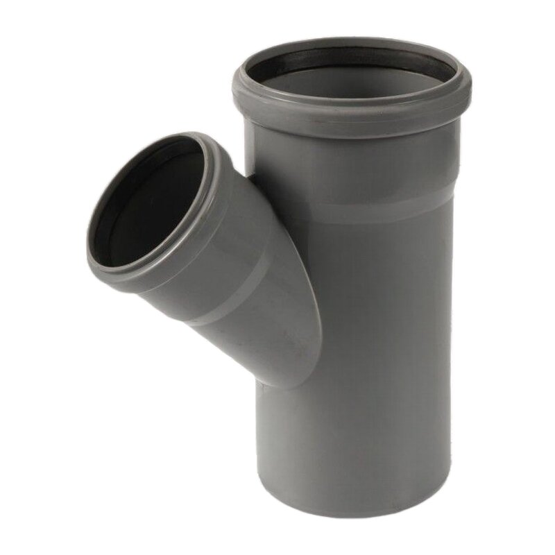 110 x 75 mm PP T-Stück 45° Abzweig Abfluß Abwasser HT KG Rohr Steckmuffe x Stutzen grau