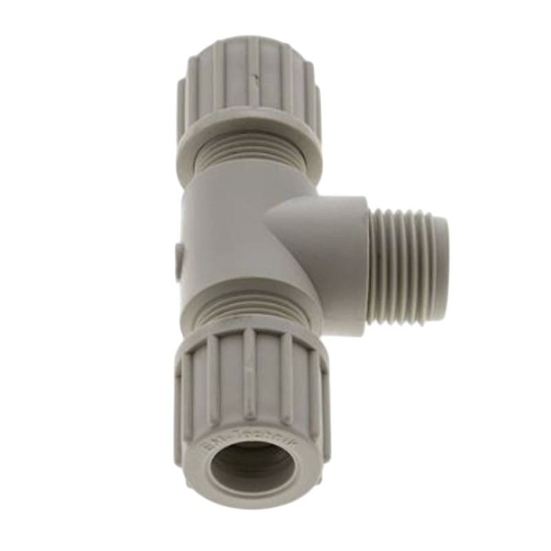 14 x 12 mm x 1/2" T-Stück 90° Kupplung Aussengewinde PA PP Schlauch Verbinder FDA - PN 10 bar