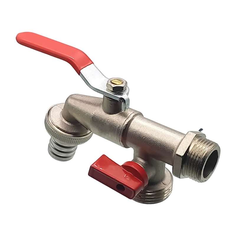3/4" Messing Auslauf Ventil Hahn 2-fach Auslass AG 1" 19 mm Tülle PN 10 bar
