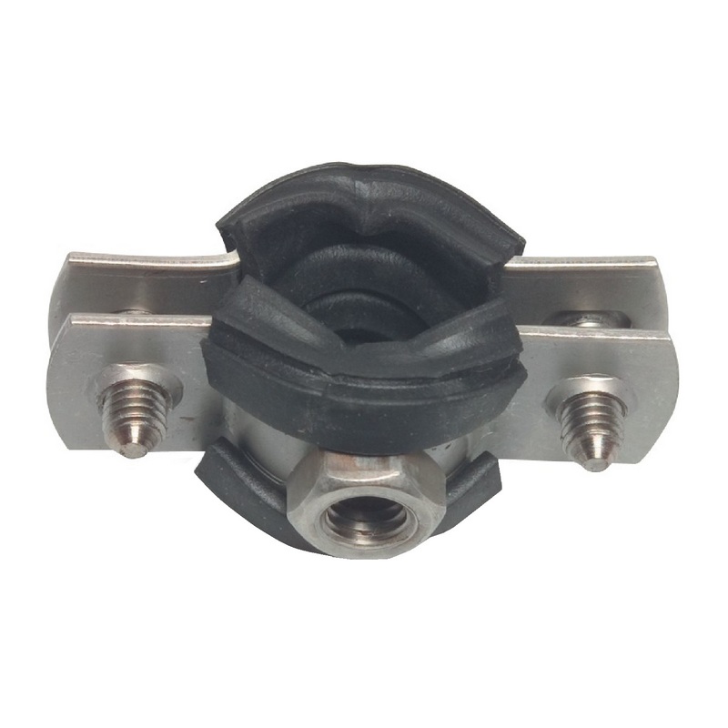 12 - 16 mm Rohr Schraub Schelle Klemme mit Gummieinlage M8 M10 2-teilig Edeltahl AISI 304 DIN 4109