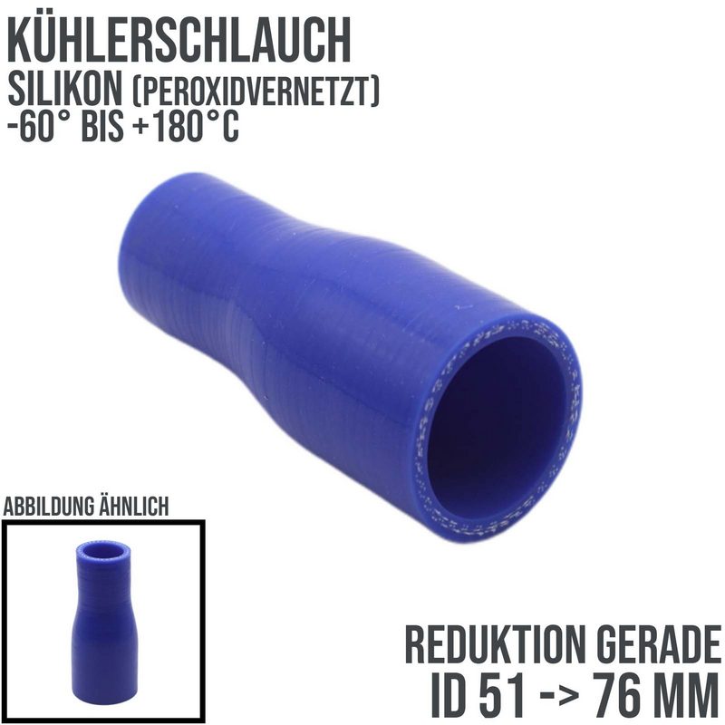 51 -> 76 mm ID Kühlerschlauch Reduktion Verbinder Silikon LLK Ladeluft Kühlmittel Schlauch blau - 100mm