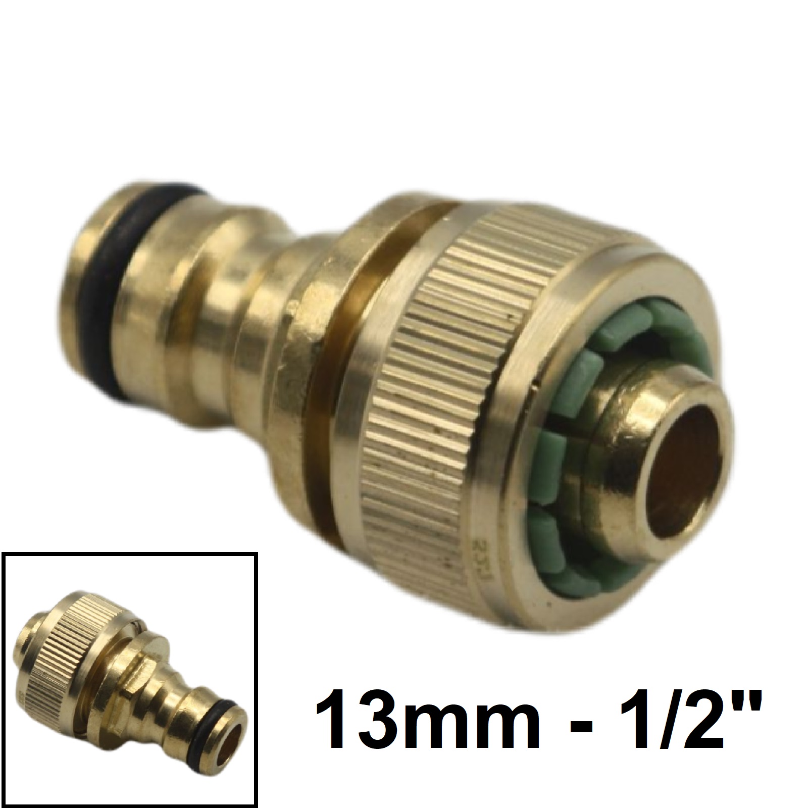 1/2" - 13 mm Schlauchanschluss Stecker Click-System Quick Connect Schlauchstück Messing (Gardena kompatibel)