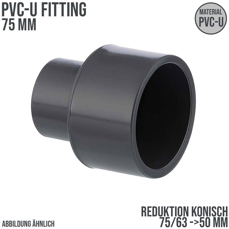 75 x 63 x 50 mm PVC Klebe Fitting Reduktion Reduzierer konisch Muffe Verbinder - PN 16 bar