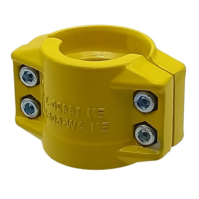 DN 25 Klemmschale Aluminium gelb Spannbereich 36 - 39 mm für Schlauch ID x AD 25 x 37 mm - PN 25 bar