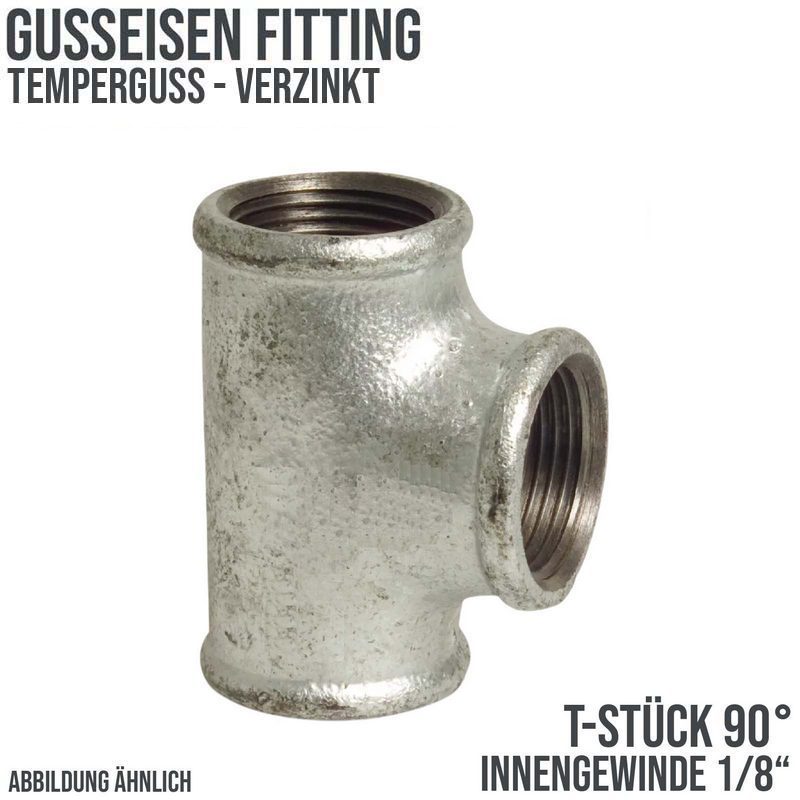 1/8" Gusseisen Temperguss Fitting Nr. 130 T-Stück 90° Innengewinde IG DVGW PN 25 bar