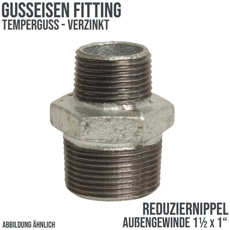 1 1/2" x 1" Gusseisen Temperguss Reduziernippel Nr. 245 Außen x Außengewinde AG PN 25 bar