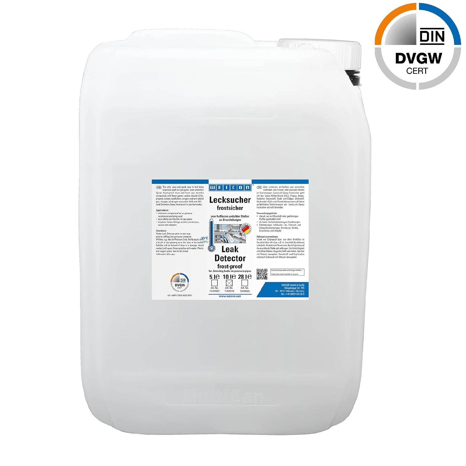 Lecksucher DVGW frostsicher Gas Druck Luft Sauerstoff CO2 Leistungen farblos - 10,0 ltr. Kanister