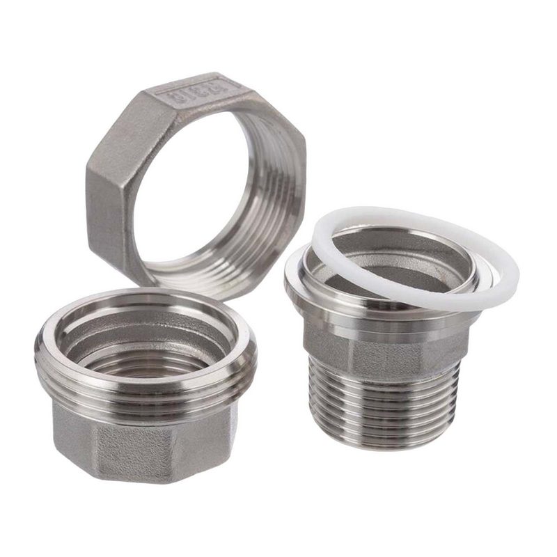 3/8" Edelstahl Fitting V4A AISI 316 Verschraubung Innen x Außengewinde IG x AG flach dichtend  - PN 16 bar