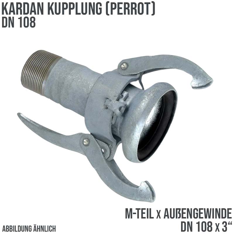 DN 108 Kardan Perrot Kupplung M-Teil mit Außengewinde 3" Zoll Gülle Schlamm Schlauch