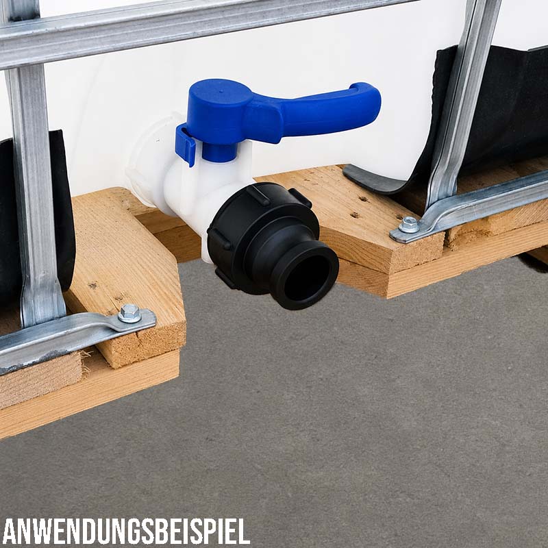 S60 x 6 IBC Adapter auf Kamlok Vaterteil DN40 (53,4mm) PP Polypropylen Container Tank Zubehör