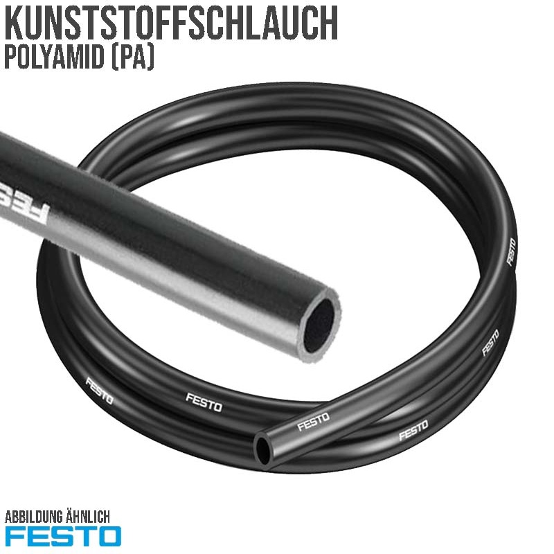 16 x 12 mm PA Kunststoff Pneumatik Druckluft Mineralöl Schlauch PAN MF schwarz (570363) - PN 19 bar
