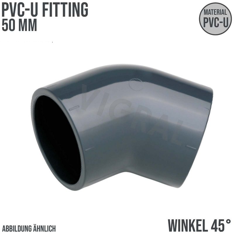 50 mm PVC Klebe Fitting Winkel 45° Muffe Verbinder - PN 16 bar