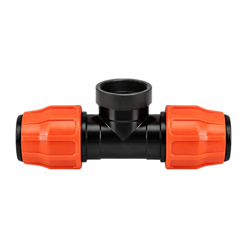102 mm x 4" PE PP Fitting Layflat Klemm Verbinder T-Stück 90° x Innengewinde IG Flach Schlauch - PN 6 bar