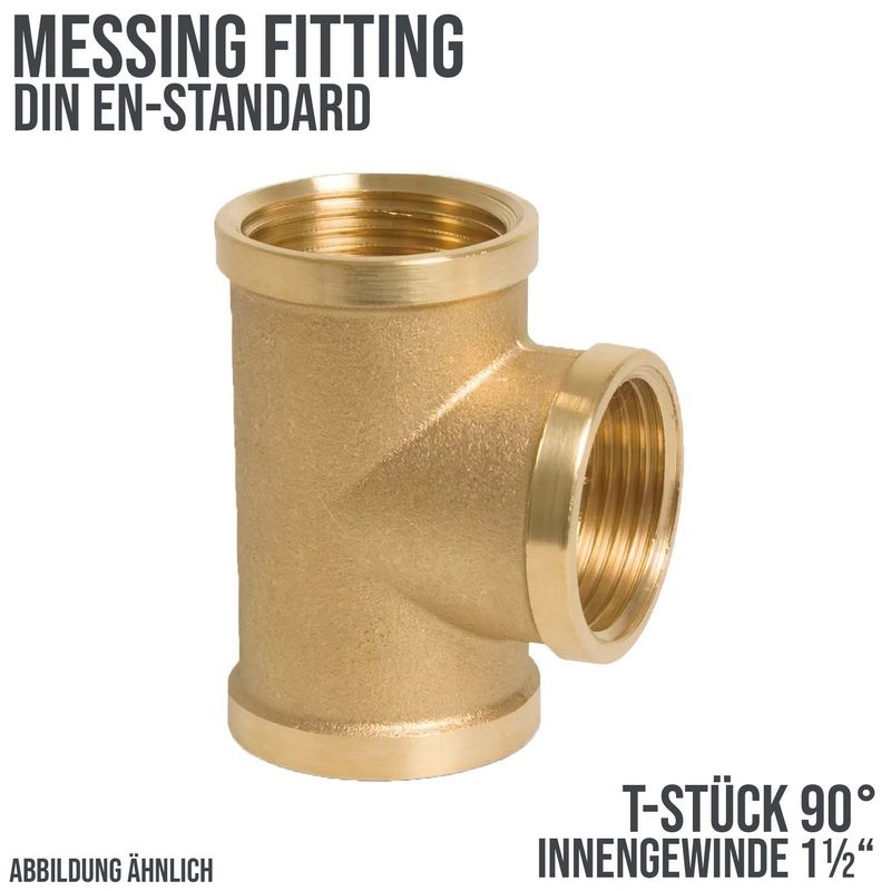 1 1/2" T-Stück 90° Nr. 130 Innen x Innengewinde IG Messing Fittings PN 30 bar