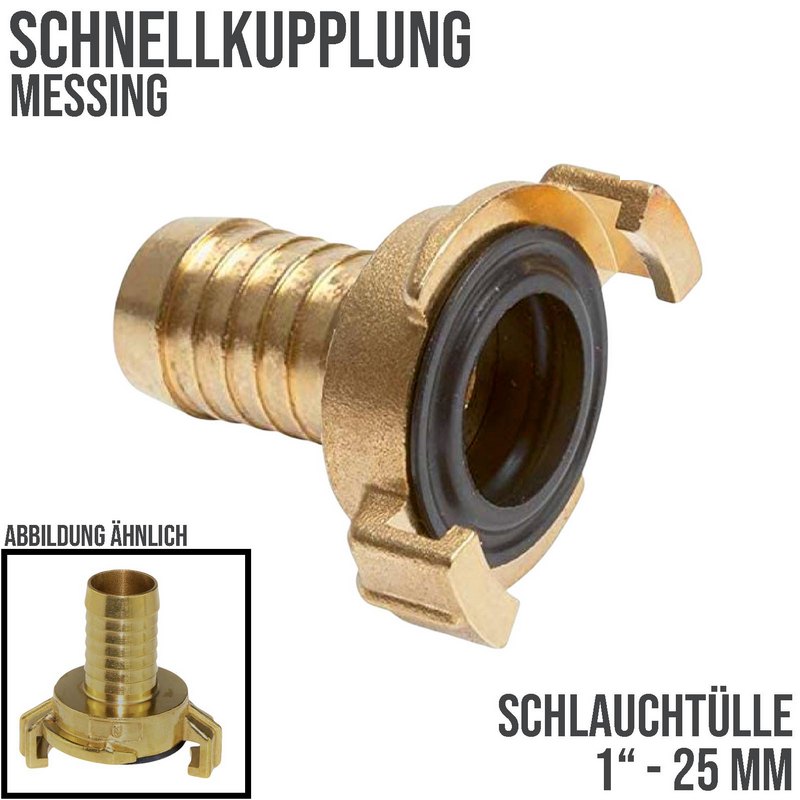 1"  25 mm Messing Schlauch Schnell Kupplung Tülle (GEKA kompatibel) - PN 12 bar