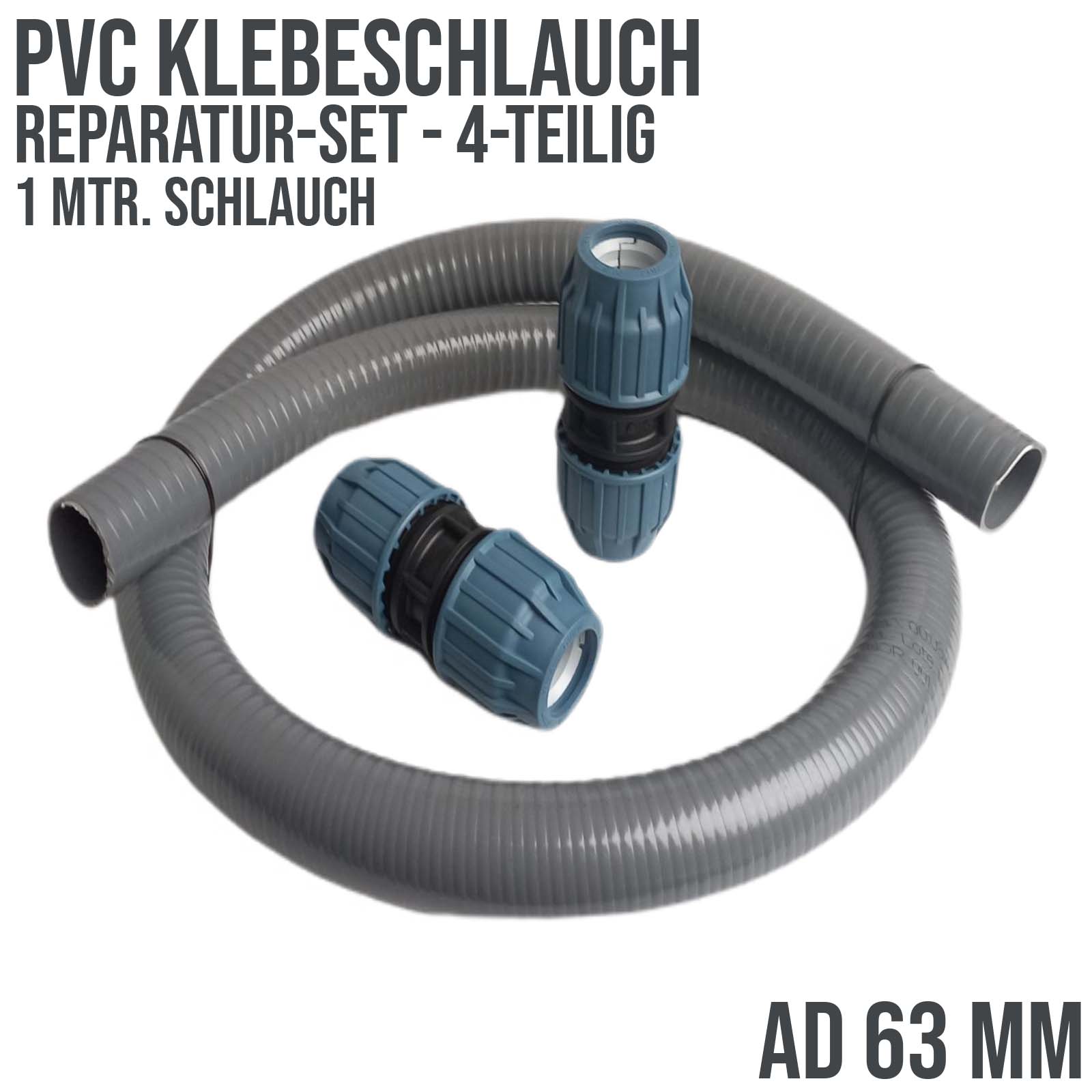Rep.Set PVC-Klebeschlauch PE 63mm - 1 mtr.  (3-teilig)