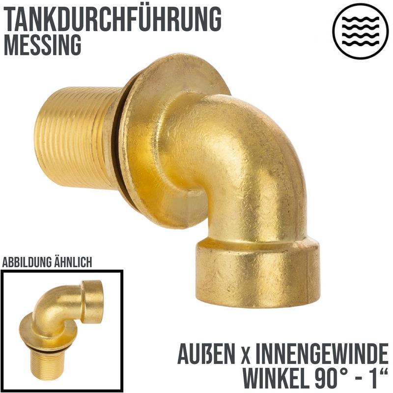 1" Tank Regen Tonnen Durchführung Winkel 90° Messing Außen x Innengewinde  - PN 10 ba