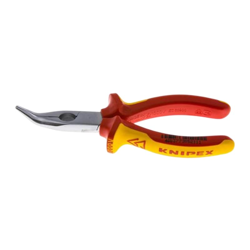 200 mm Flachrund Zange VDE 40° abgewinkelte Backen verchromt 2K Griffe Knipex