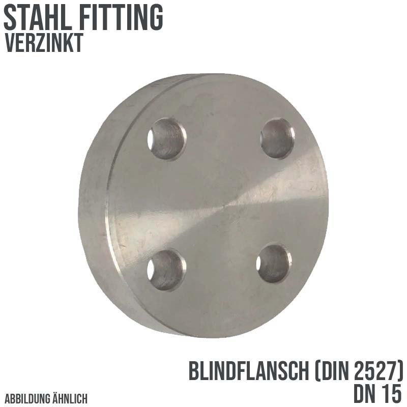 DN 15 Blind Flansch Stumpfschweißung Stahl verzinkt DIN 2527 - PN 16 bar