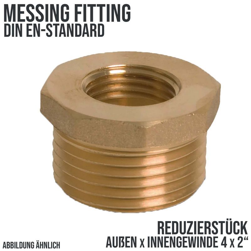 4" x 2" Reduzier Stück Nr. 241 Außen x Innengewinde AG x IG Messing Fittings PN 10 bar