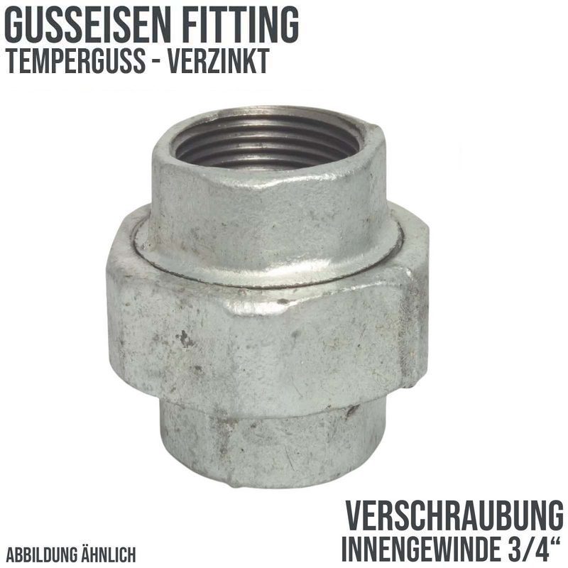 3/4" Gusseisen Temperguss Fitting Nr. 330 Verschraubung Innengewinde IG DVGW PN 25 bar