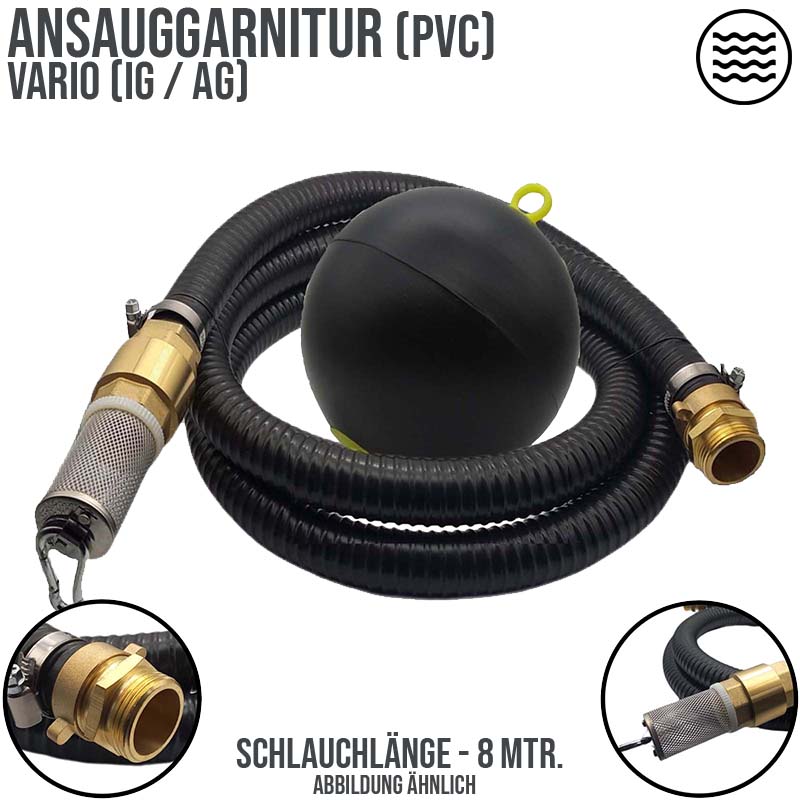 32 mm 1 1/4" Zoll Ansaug Saug Schlauch Pumpen Garnitur schwimmende Entnahme schwarz - 8 m