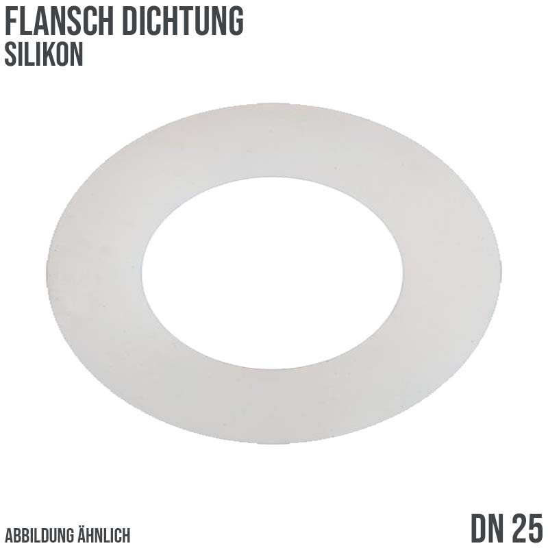 DN 25 Flansch Dichtung 35 x 70 x 3 mm Silikon weiss