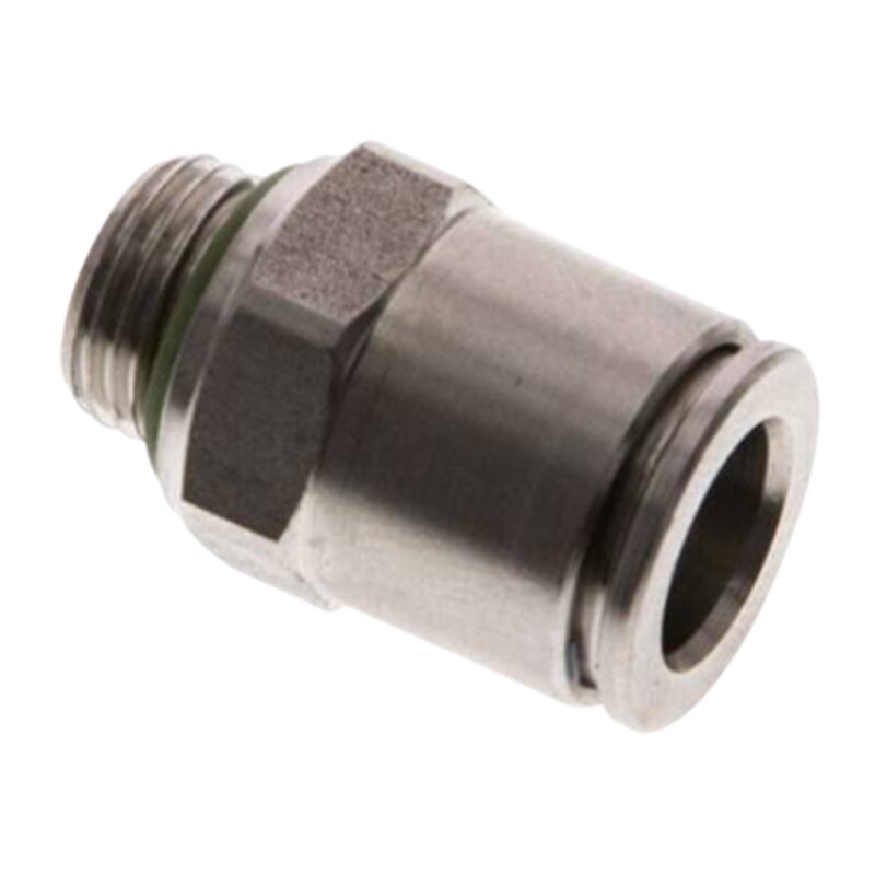 12 mm x 1/2" Pneumatik Schnell Steck Verbinder IQS Edelstahl VA 1.4404 Außengewinde zylindrisch - PN 10 bar