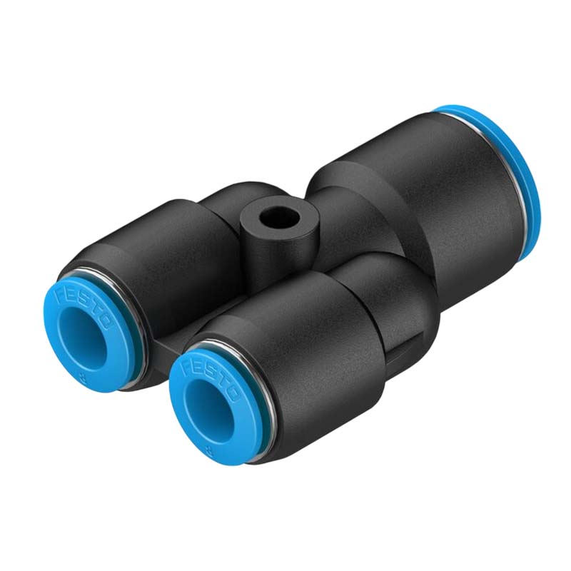 10 -> 6 mm Pneumatik Schnell Steck Verbinder QS Y-Stück reduziert blau/schwarz QS-4 (153032) - PN 14 bar