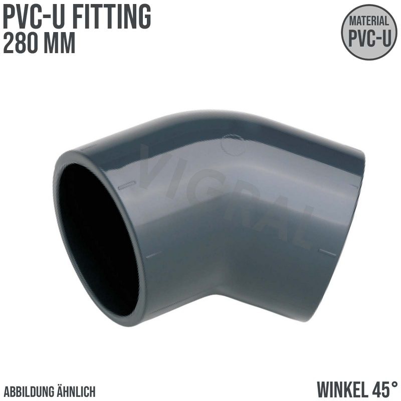 280 mm PVC Klebe Fitting Winkel 45° Muffe Verbinder - PN 10 bar