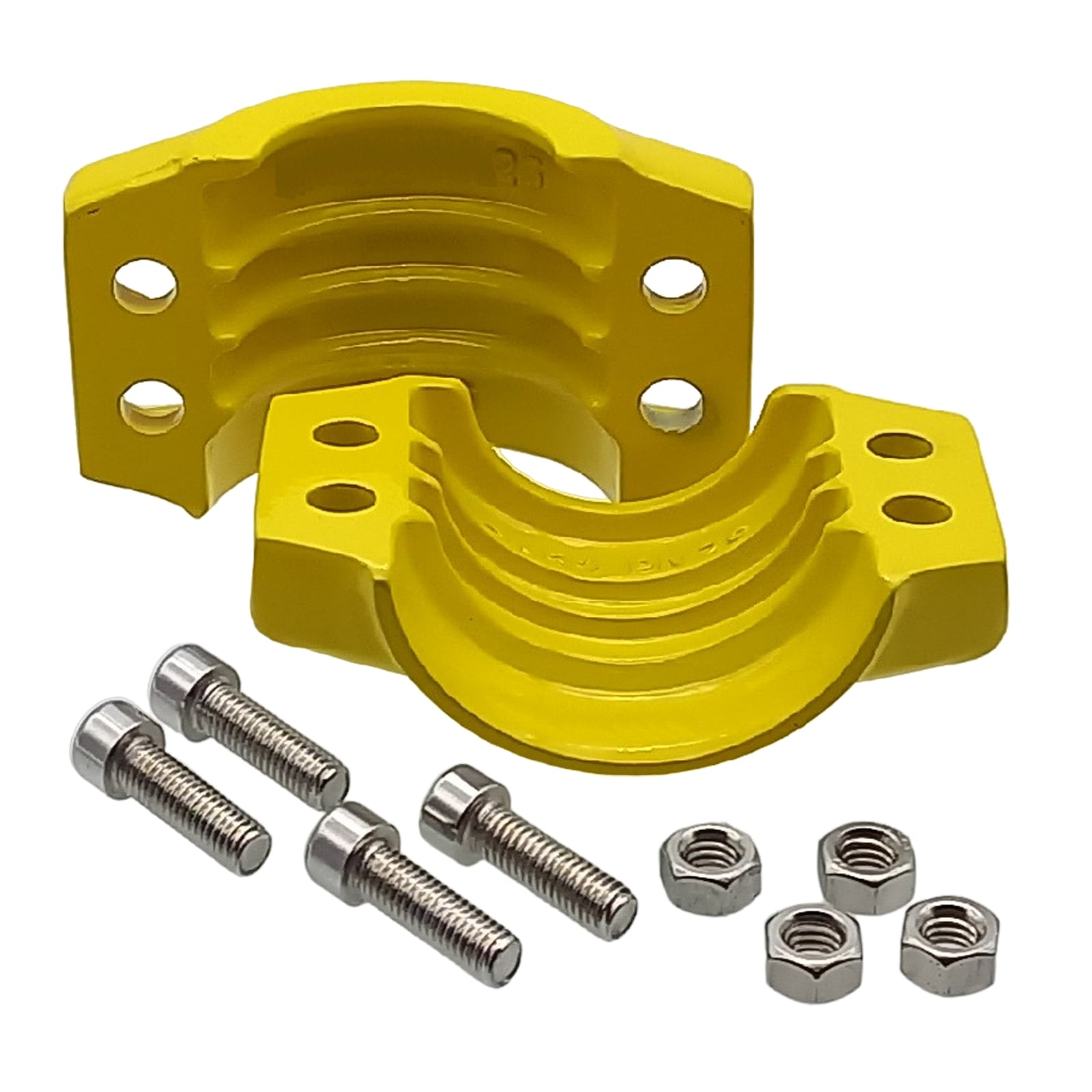 DN 75 Klemmschale Aluminium gelb Spannbereich 89 - 93 mm für Schlauch ID x AD 75 x 91 mm - PN 25 bar