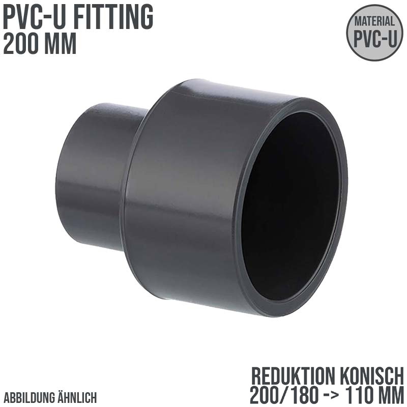 200 x 180 x 110 mm PVC Klebe Fitting Reduktion Reduzierer konisch Muffe Verbinder - PN 10 bar