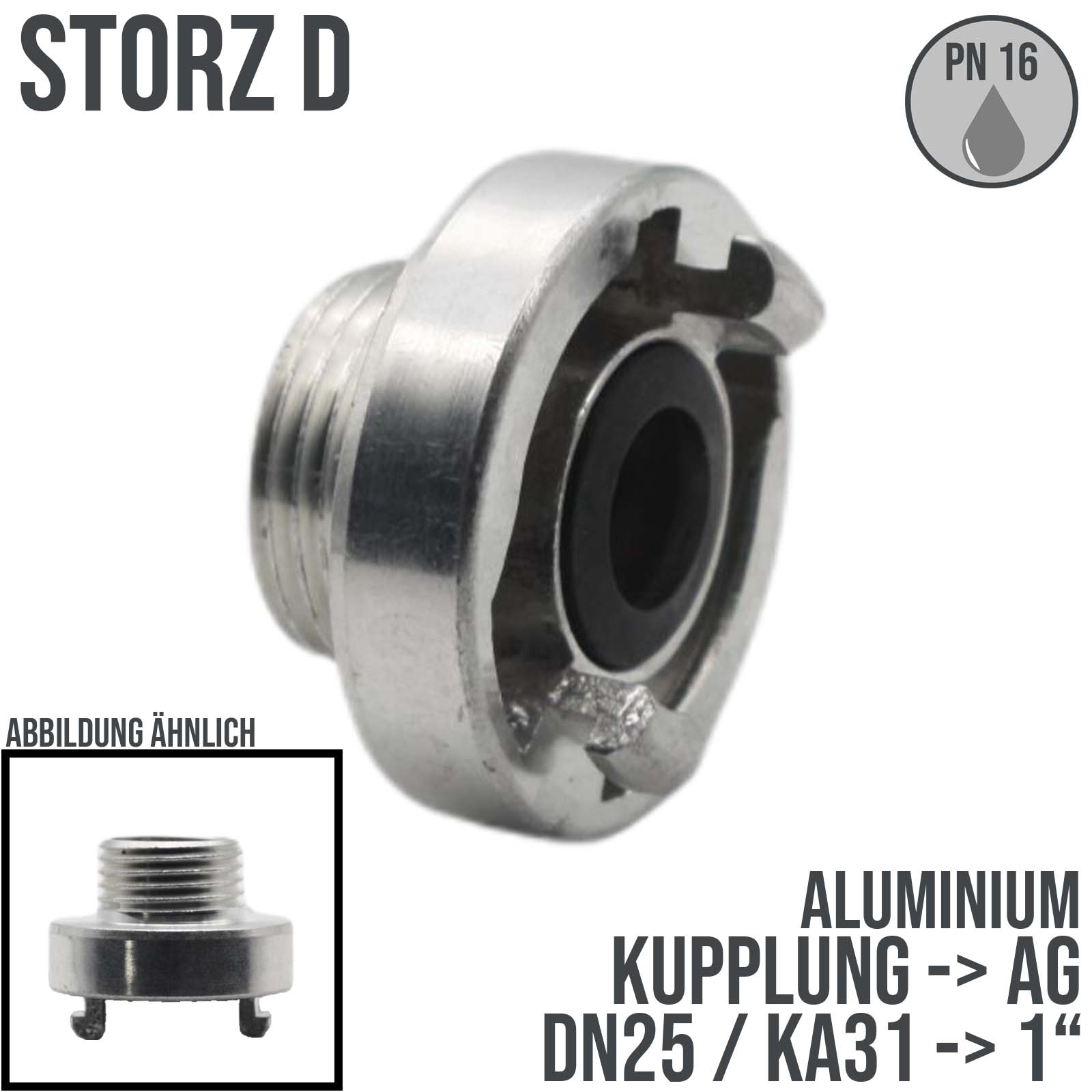 STORZ D DN25 KA31 Kupplung Außengewinde AG 1" Saug Bau Feuerwehr Schlauch PN 16 bar