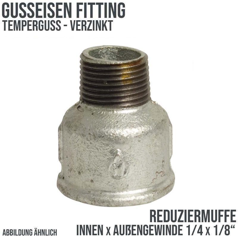 1/4" x 1/8" Gusseisen Temperguss Reduziermuffe Nr. 246 Innen x Außengewinde PN 25 bar