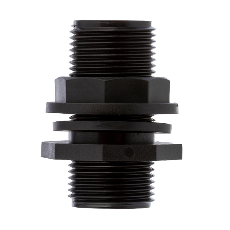 1" PP Tank Regen Tonnen Durchführung Connector 2-fach Außengewinde  - PN 10 bar