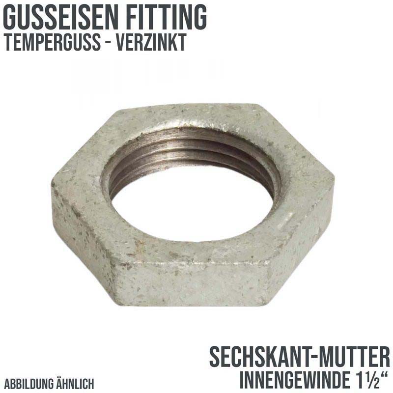 1 1/2" Gusseisen Temperguss Fitting Nr. 312 Sechskant-Mutter Innengewinde IG DVGW PN 25 bar