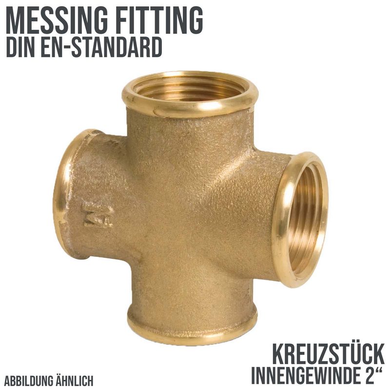 2" Kreuzstück Nr. 180 Innengewinde IG Messing Fittings PN 30 bar