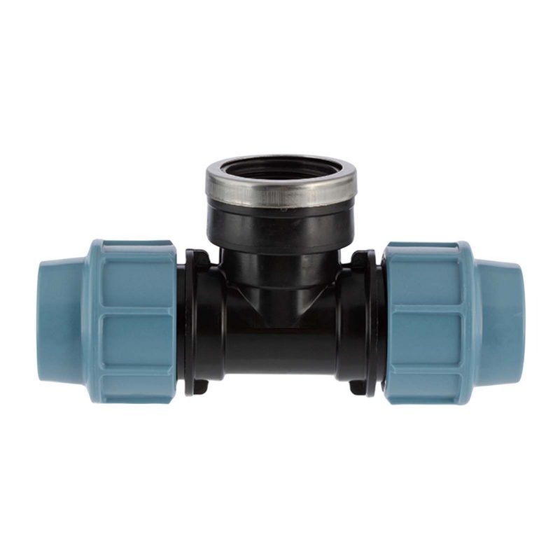 63 mm x 2" PE PP Fitting Klemm Verbinder Verschraubung Rohr T-Stück 90° x IG DVGW - Unidelta