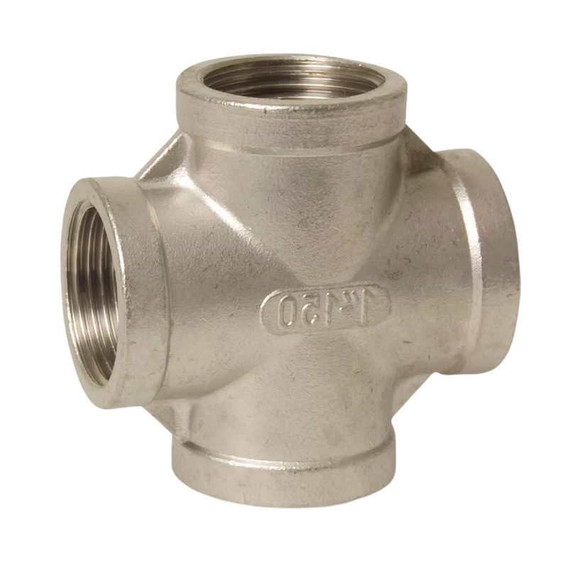 2" Edelstahl Fitting V4A AISI 316 Nr. 180 - Kreuzstück 90° Innengewinde IG - PN 16 bar