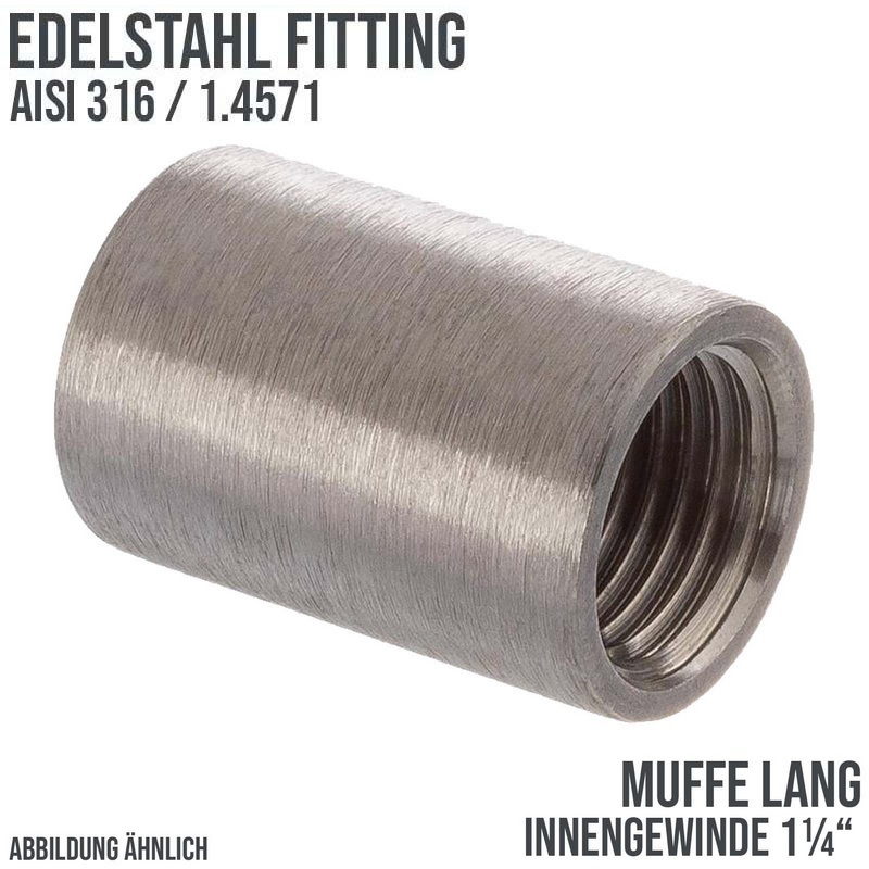 1 1/4" Edelstahl Fitting V4A AISI 316 Nr. 270 - Muffe lang (45,0 mm) Innengewinde IG - PN 16 bar