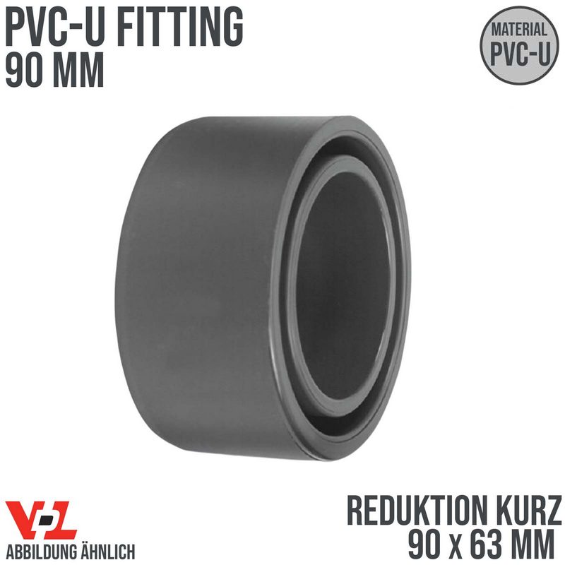 90 x 63 mm VDL PVC Klebe Fitting Reduktion kurz Muffe Verbinder - PN 16 bar