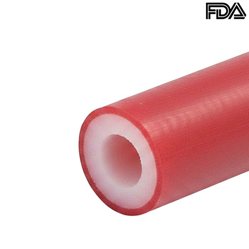 19 x 29 mm Silikon Silicon Schlauch Gewebe rot talkumiert lebensmittelecht FDA PN 4 bar - 50 m