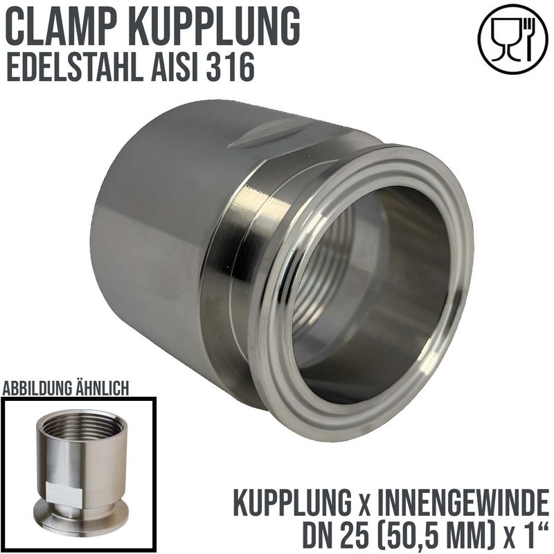 DN 25 CLAMP Kupplung 50,5 mm DIN 32676 Innengewinde IG 1" - PN 16 bar