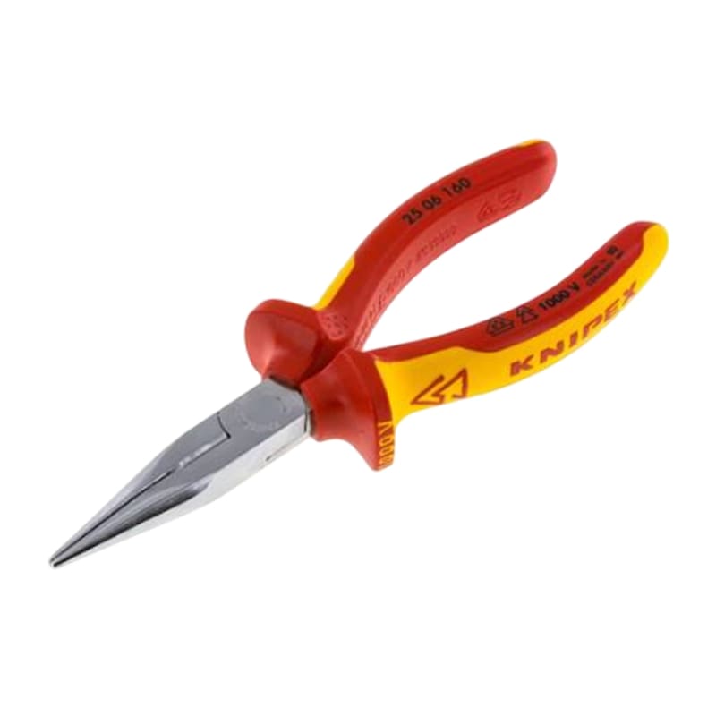 200 mm Flachrund Zange VDE gerade Backen verchromt 2K Griffe Knipex