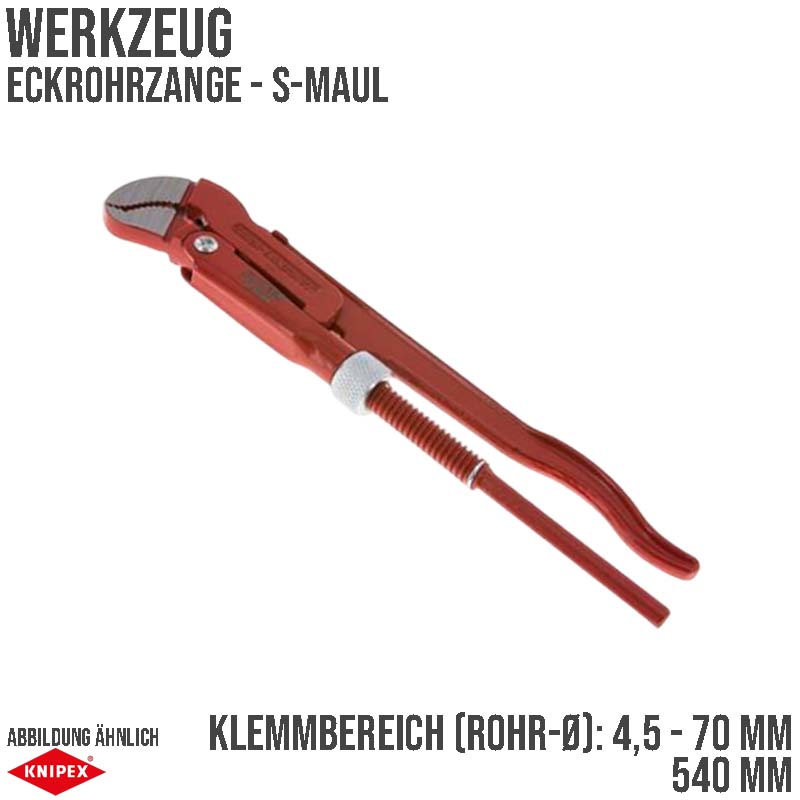 540 mm Eckrohr Zange 45° S-Maul Klemmbereich 4,5 - 70 mm Knipex