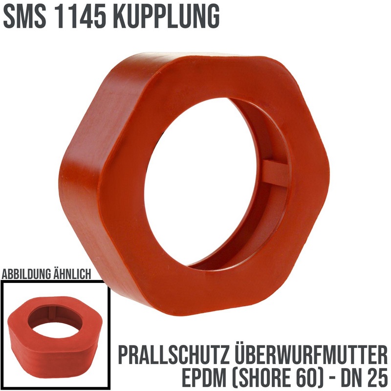 DN 25 SMS Kupplung 1145 Prallschutz Überwurfmutter ÜWM Gummi EPDM - rot